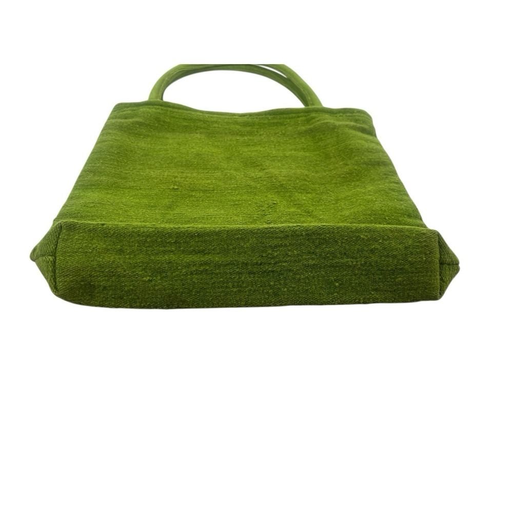 handmade Peruvian floral embroidered woven wool tote lime greenb 13x14 - Picture 6 of 12